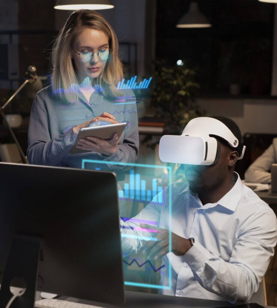 person using augmented reality device